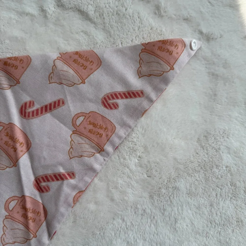 NWT Loic by Design Christmas Dog Bandana with Candy Canes, Pink + Red, Size M